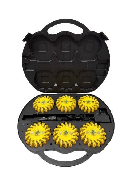 Valise ovale de 6 balises led jaune magnétique et rechargeable BG-SAFETY
