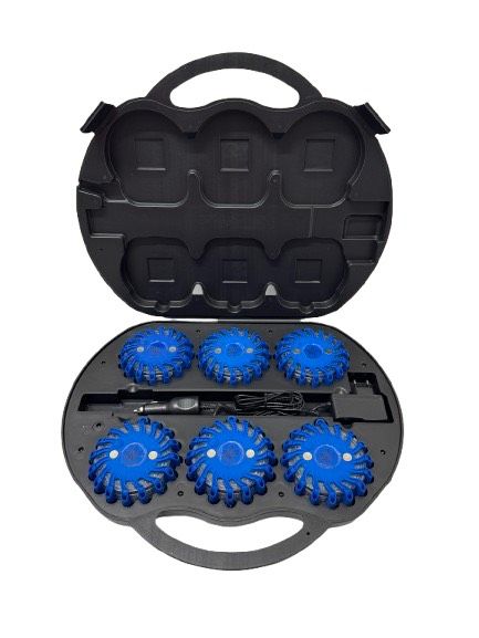 Valise ovale de 6 balises led bleu magnétique et rechargeable BG-SAFETY
