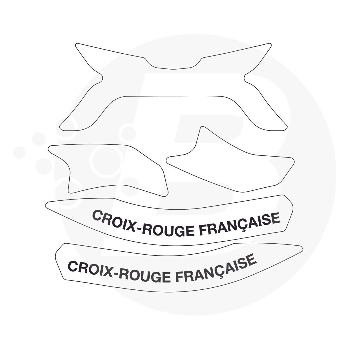 Kit 5 stickers / bandes de signalisation vinyle croix rouge française - blanc casque F2XR MSA Kit 5 stickers / bandes de signalisation vinyle croix rouge française - blanc casque F2XR MSA