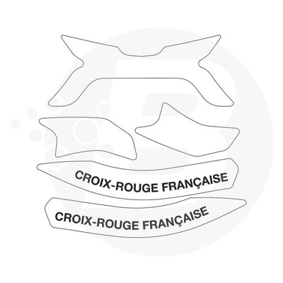 Kit 5 stickers / bandes de signalisation vinyle croix rouge française - blanc casque F2XR MSA Kit 5 stickers / bandes de signalisation vinyle croix rouge française - blanc casque F2XR MSA