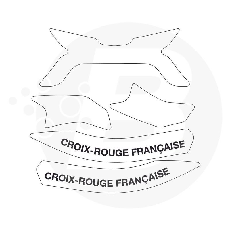 Kit 5 stickers / bandes de signalisation vinyle croix rouge française - blanc casque F2XR MSA