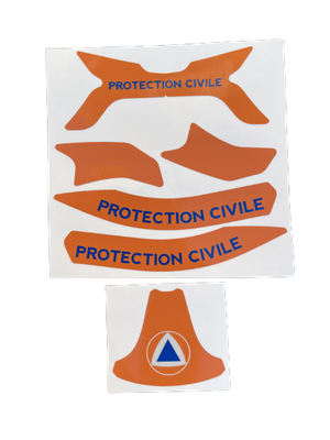 Kit 5 stickers / bandes de signalisation vinyle protection civile casque F2XR MSA Kit 5 stickers / bandes de signalisation vinyle protection civile casque F2XR MSA