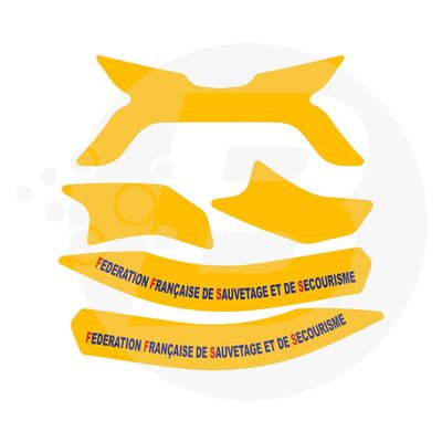 Kit 5 stickers / bandes de signalisation vinyle FFSS casque F2XR MSA Kit 5 stickers / bandes de signalisation vinyle FFSS casque F2XR MSA