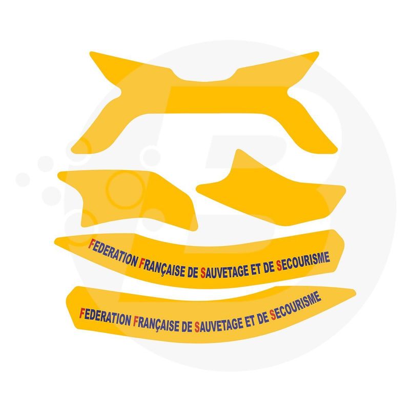 Kit 5 stickers / bandes de signalisation vinyle FFSS casque F2XR  MSA