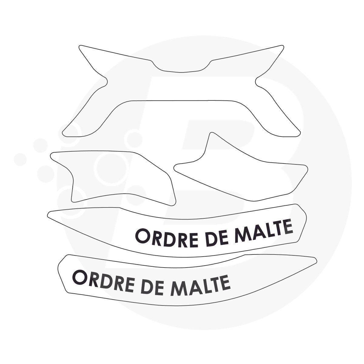 Kit 5 stickers / bandes de signalisation vinyle Ordre de Malte casque F2XR MSA Kit 5 stickers / bandes de signalisation vinyle Ordre de Malte casque F2XR MSA