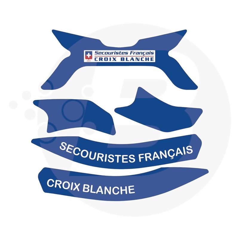 Kit 5 stickers / bandes de signalisation vinyle Croix Blanche casque F2XR  MSA