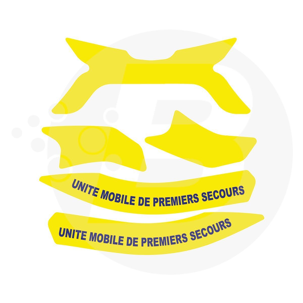 Kit 5 stickers / bandes de signalisation vinyle UMPS casque F2XR MSA Kit 5 stickers / bandes de signalisation vinyle UMPS casque F2XR MSA