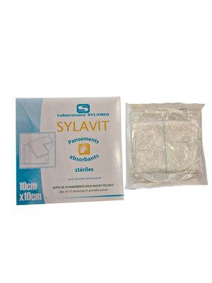 Boite de 10 Pansement absorbant stériles 10x10cm SYLAVIT SYLAMED Boite de 10 Pansement absorbant stériles 10x10cm SYLAVIT SYLAMED