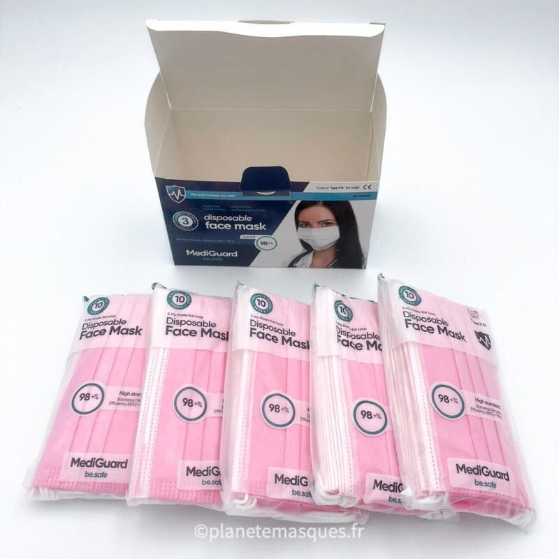 Masques chirurgicaux roses adulte Masques chirurgicaux roses adulte