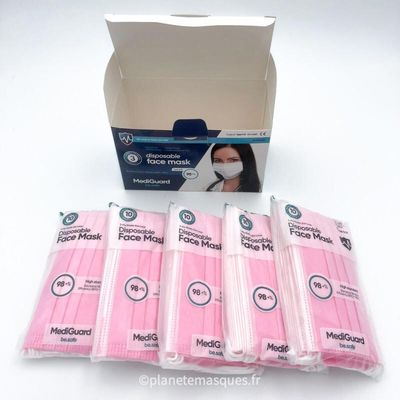 Masques chirurgicaux roses adulte Masques chirurgicaux roses adulte
