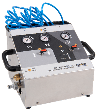 Système de rechargement air / eau pour extincteurs de formation / d’entrainement LEADER Système de rechargement air / eau pour extincteurs de formation / d’entrainement LEADER