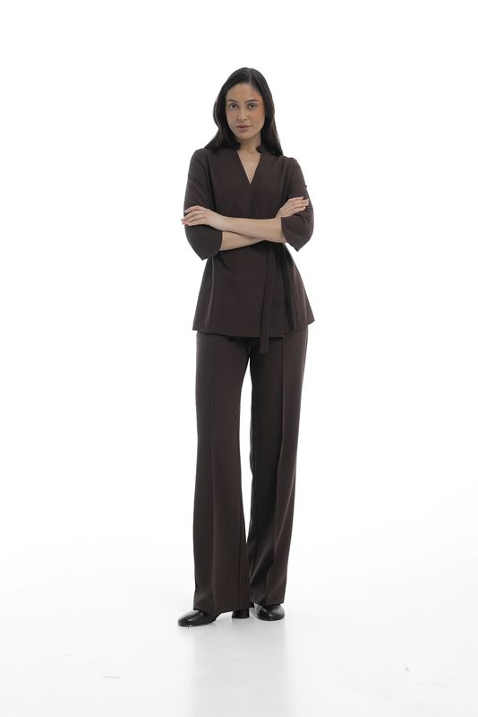 Wrap Scrub Top &amp; Creased Pants Scrub Set