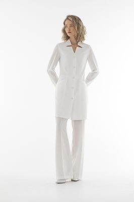 Lily Medical Coat with Contoured Neck &amp; Creased Pants Scrub Set