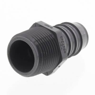 1" PVC Barbed Male Adapter, Grey