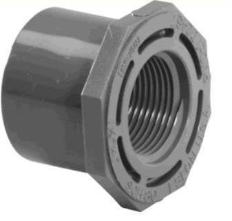 1-1/2" X 3/4" PVC (Sch. 40) Red. Bushing, Grey