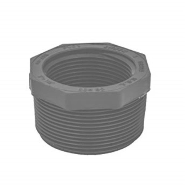 1-1/4" X 3/4" PVC (Sch. 40) Red. Bushing, Grey