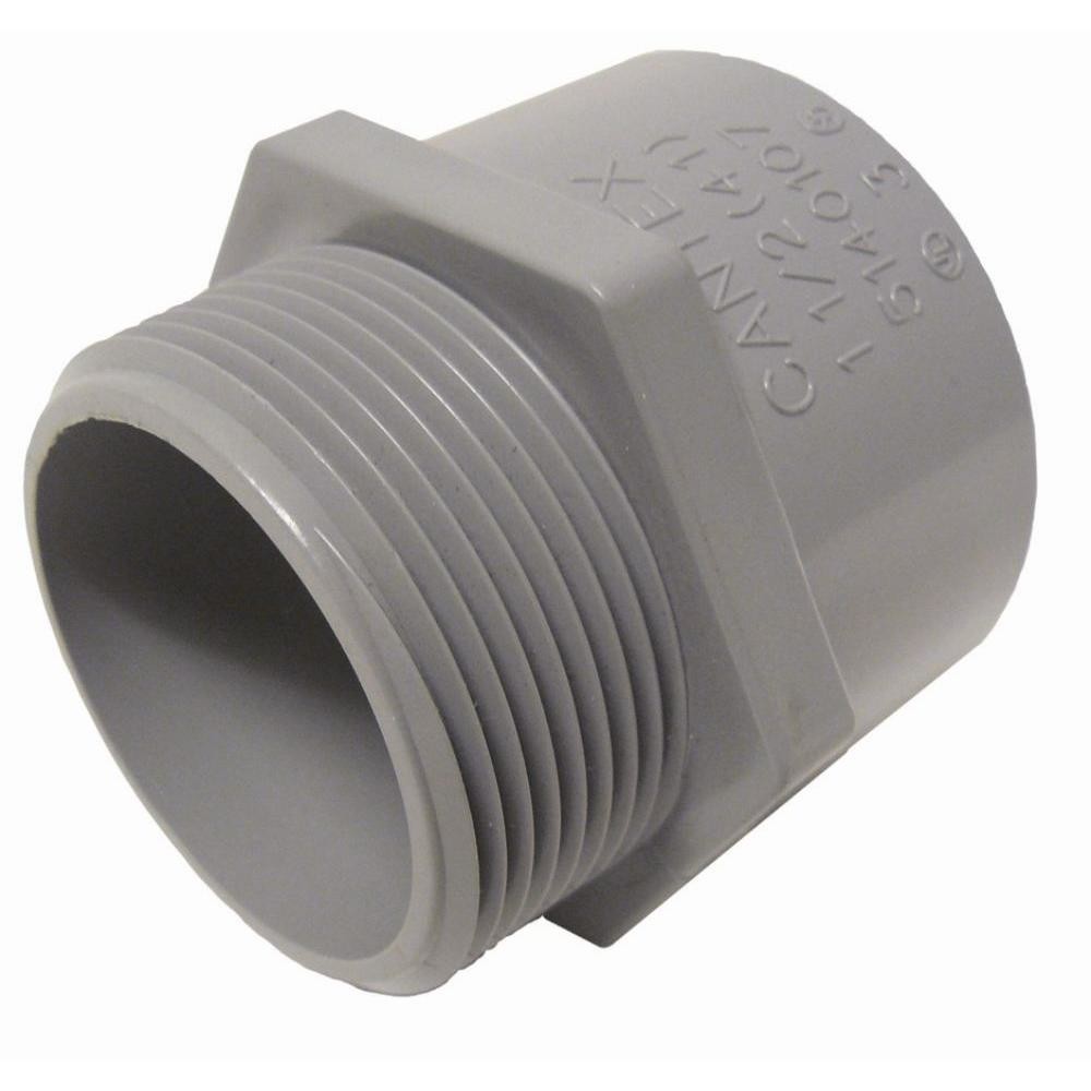 3/4" PVC (Sch. 40) Male Adapter, Grey
