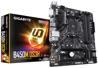 Gigabyte Motherboard B450M DS3H AMD Ryzen B450 64GB DDR4 DVI-D/HDMI PCI Express Micro ATX Retail