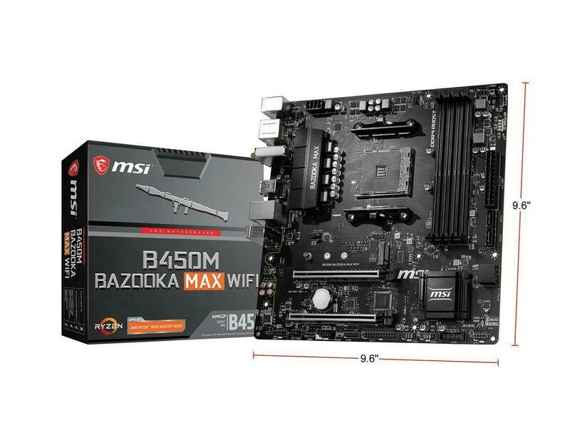 B450M BAZOOKA MAX WI-FI w/ DDR4-2666, 7.1 Audio, M.2, Gigabit LAN, 802.11ac