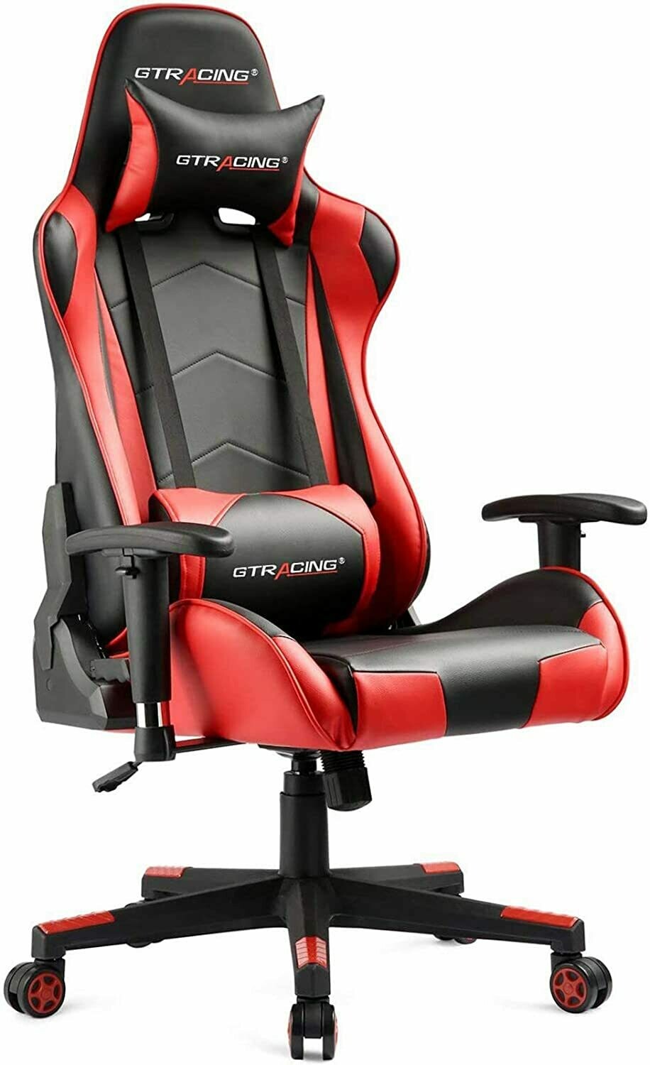 Gaming Chair Racing Office Computer Game Chair Ergonomic Backrest and Seat Height Adjustment Recliner Swivel Rocker with Headrest and Lumbar Pillow