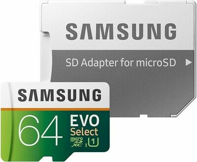 Samsung 64GB EVO Select microSDXC 100MB/s U1 MemoryCard with Adapter