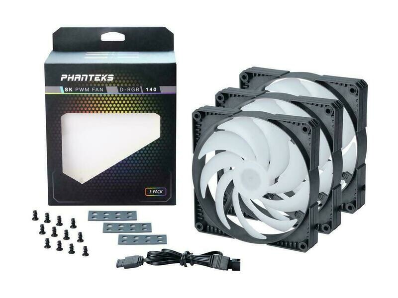 Phanteks SK140 DRGB PWM FAN 3 Pack - 3x 140mm Fan, High Airflow Nine-blade Design