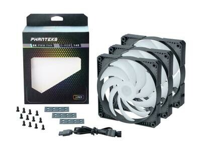 Phanteks SK140 DRGB PWM FAN 3 Pack - 3x 140mm Fan, High Airflow Nine-blade Design