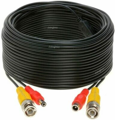 100FT Black Premade BNC Video Power Cable/Wire for Security Camera, CCTV, DVR, Surveillance System
