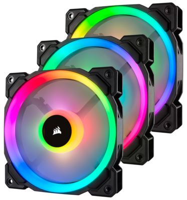 LL120 RGB 120mm Dual Light Loop RGB LED PWM Fan — 3 Fan Pack with Lighting Node PRO