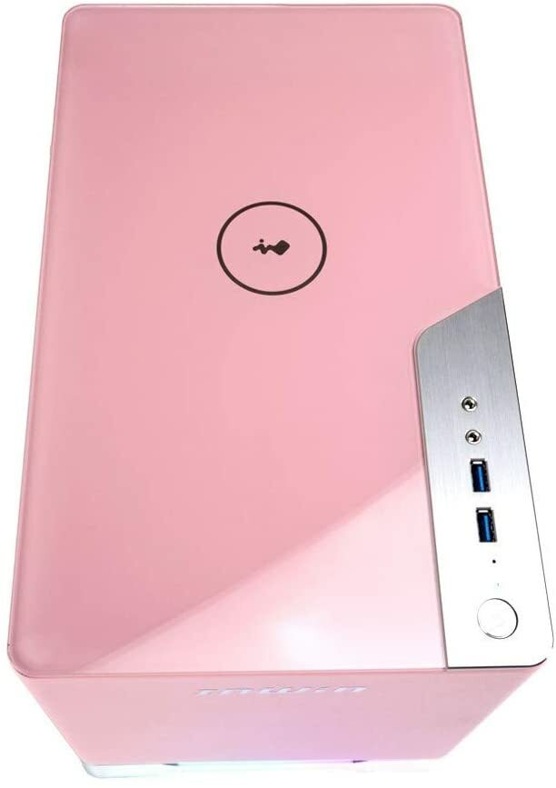 InWin A1 Plus Pink Mini-ITX Tower with Integrated ARGB Lighting - 650W Gold Power Supply - Qi Wireless Phone Charger - Computer Chassis Case