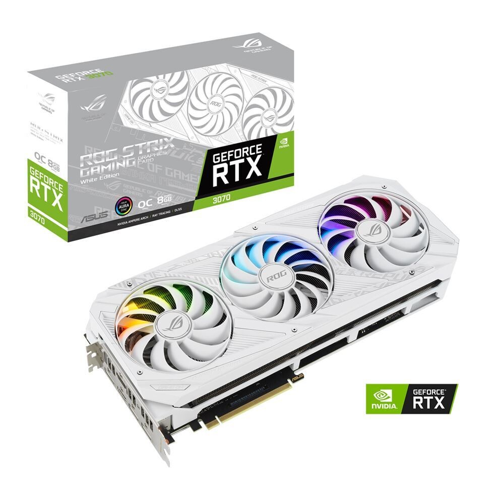 ASUS NVIDIA GeForce RTX 3070 ROG Strix White V2 LHR Overclocked Triple-Fan  8GB GDDR6 PCIe 4.0 Graphics Card