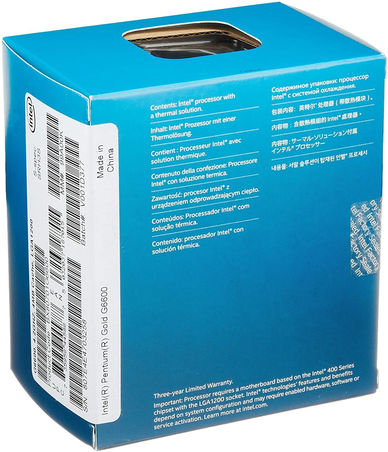 Intel Pentium Gold G-6600 Desktop Processor 2 Cores 4.2 GHz LGA1200 (Intel 400 Series chipset) 58W