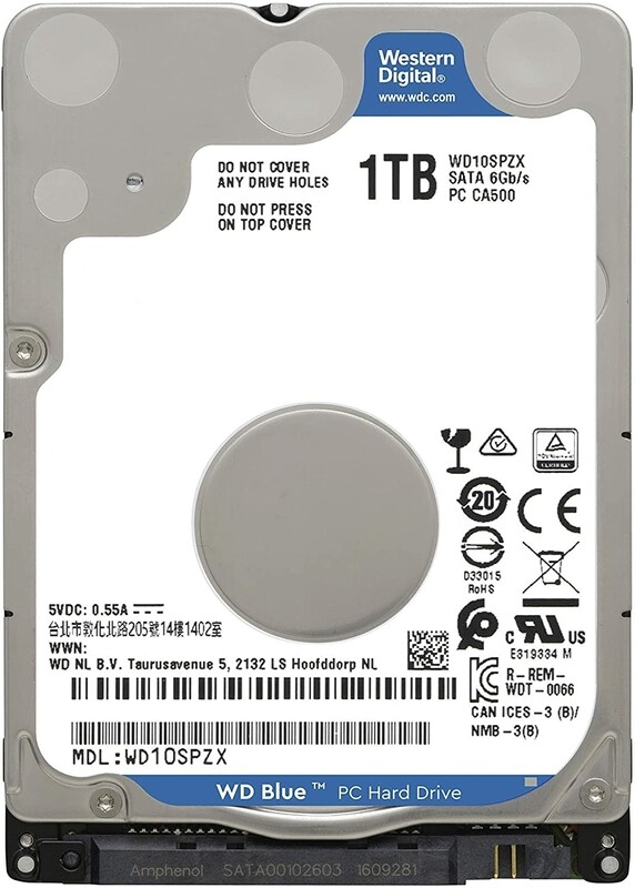 Western Digital 1TB WD Blue Mobile Hard Drive HDD - 5400 RPM, SATA 6 Gb/s, 128 MB Cache, 2.5" - WD10SPZX