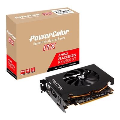 PowerColor AMD Radeon RX 6500 XT ITX Overclocked Single Fan 4GB GDDR6 PCIe 4.0 Graphics Card