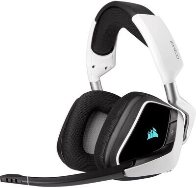 Corsair VOID RGB Elite Wireless Premium Gaming Headset with 7.1 Surround Sound - Discord Certified - Works with PC, PS5 and PS4 - White (CA-9011202-NA)