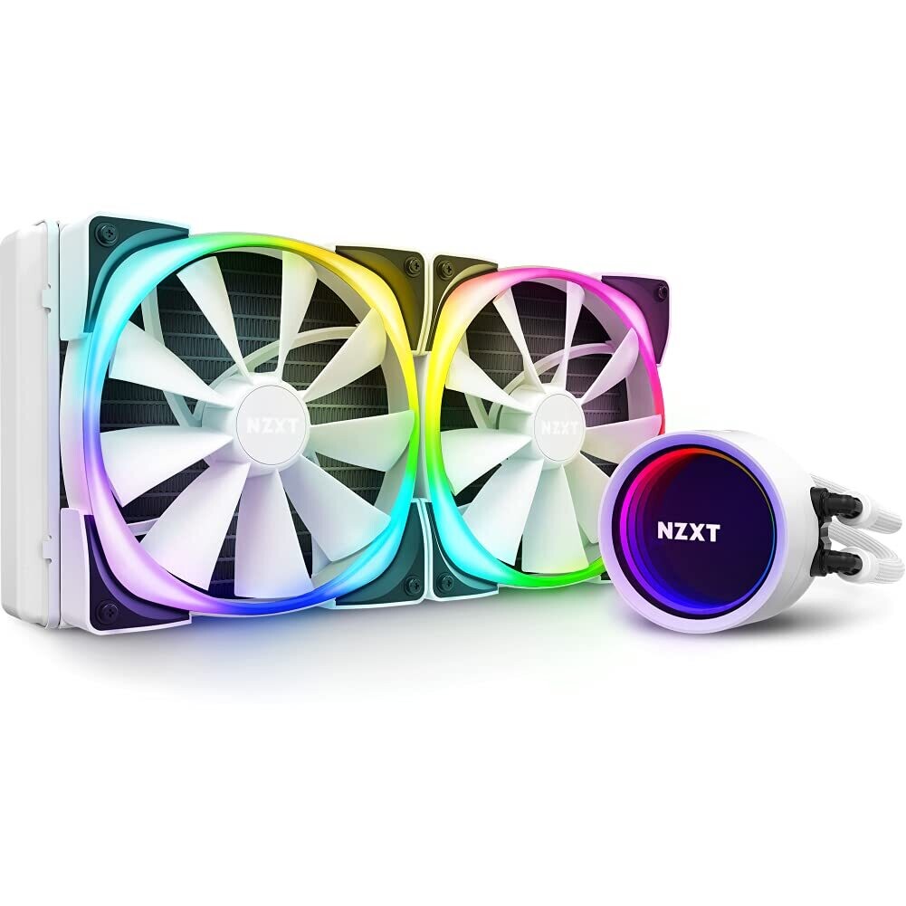 NZXT Kraken X63 RGB 280mm - RL-KRX63-RW - AIO RGB CPU Liquid Cooler - Rotating Infinity Mirror Design - Powered by CAM V4 - RGB Connector - AER RGB V2 140mm Radiator Fans (2 Included) - White