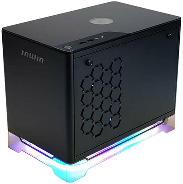 InWin A1 PLUS BLACK Mini-ITX Tower with Integrated ARGB Lighting and 650W 80 PLUS Gold Power Supply, Black