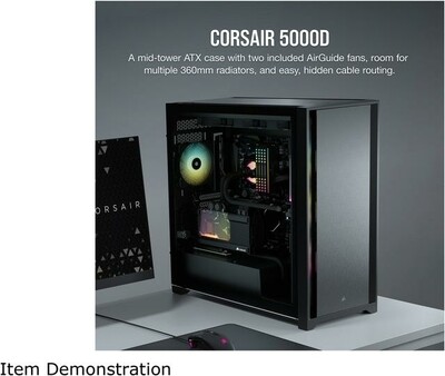 CORSAIR 5000D Tempered Glass Mid-Tower ATX PC Case, Black, CC-9011208-WW