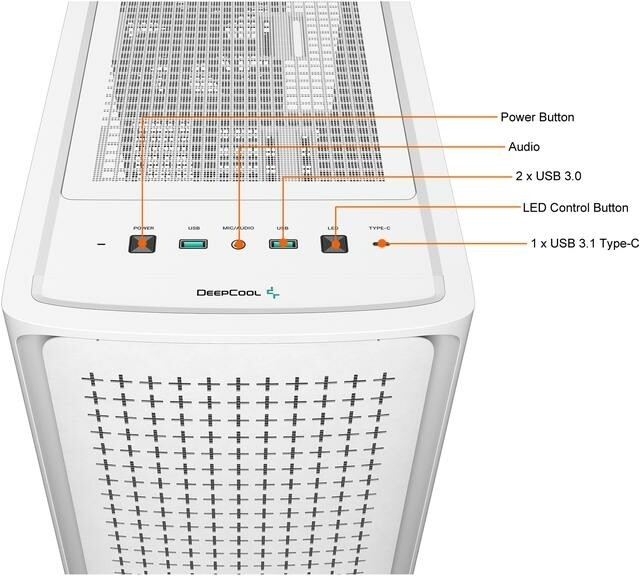 DeepCool CK560 WH Mid-Tower ATX Case, Airflow Front Panel, Full-Size Tempered Glass Window, 3x 120mm ARGB Fans, 1x 140mm Fan, E-ATX Motherboard Support, Front I/O USB Type-C, White DeepCool CK560 WH Mid-Tower ATX Case, Airflow Front Panel, Full-Size Tempered Glass Window, 3x 120mm ARGB Fans, 1x 140mm Fan, E-ATX Motherboard Support, Front I/O USB Type-C, White