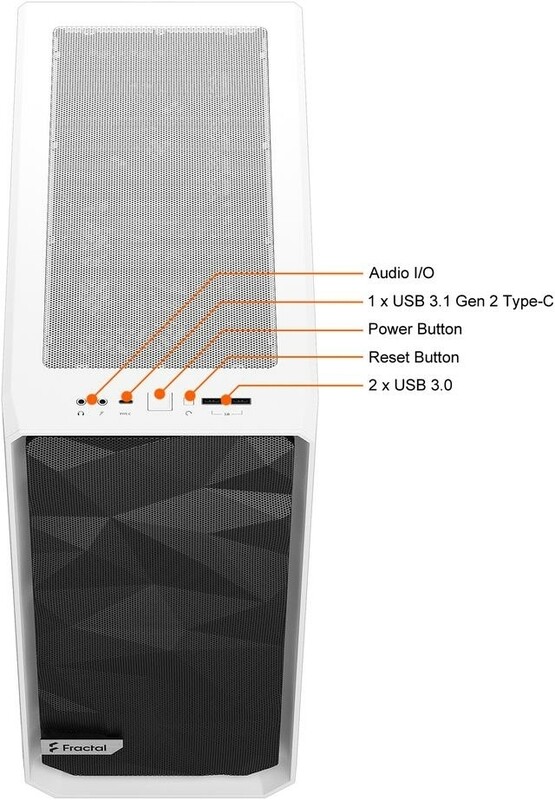 Fractal Design Meshify 2 Compact White ATX Flexible High-Airflow Tempered Glass Window Mid Tower Computer Case, FD-C-MES2C-05