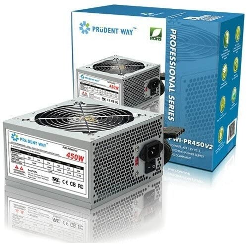 Prudent Way PWI-PR450-V2-450W, Professional Series Power Supply, 6 SATA Connectors, Dual +12V Rails, RoHS Compliancy