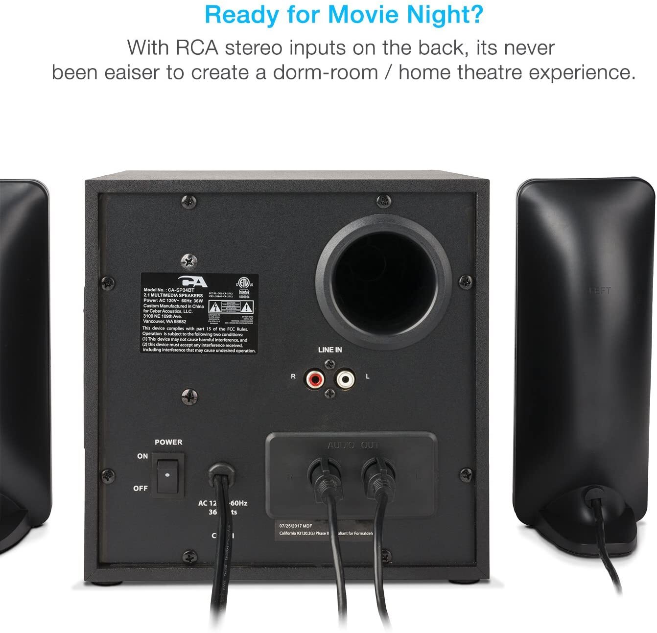 Cyber Acoustics Curve CA-3712BT 2.1 Bluetooth Speaker System - Black