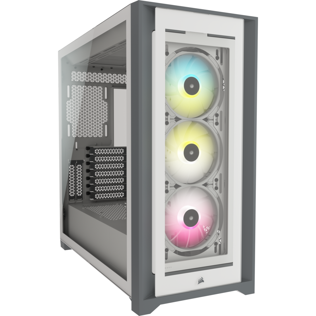 CORSAIR iCUE 5000X RGB Tempered Glass Mid-Tower ATX PC Smart Case, White, CC-9011213-WW