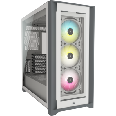CORSAIR iCUE 5000X RGB Tempered Glass Mid-Tower ATX PC Smart Case, White, CC-9011213-WW