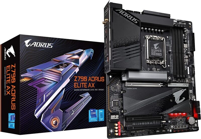 GIGABYTE Z790 AORUS Elite AX LGA 1700/ Intel Z790/ ATX/ DDR5/ Quad M.2/ PCIe 5.0/ USB 3.2 Gen2X2 Type-C/Intel WiFi 6E/ 2.5GbE LAN/Q-Flash Plus/PCIe EZ-Latch/Gaming Motherboard 13TH Gen Processor supp GIGABYTE Z790 AORUS Elite AX LGA 1700/ Intel Z790/ ATX/ DDR5/ Quad M.2/ PCIe 5.0/ USB 3.2 Gen2X2 Type-C/Intel WiFi 6E/ 2.5GbE LAN/Q-Flash Plus/PCIe EZ-Latch/Gaming Motherboard 13TH Gen Processor supp