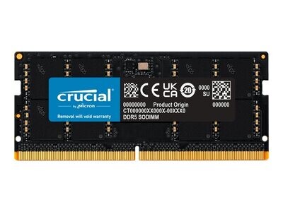 Crucial - DDR5 - module - 32 GB - SO-DIMM 262-pin - 4800 MHz / PC5-38400 - CL40 - 1.1 V - unbuffered - non-ECC for Laptop / Notebook Memories