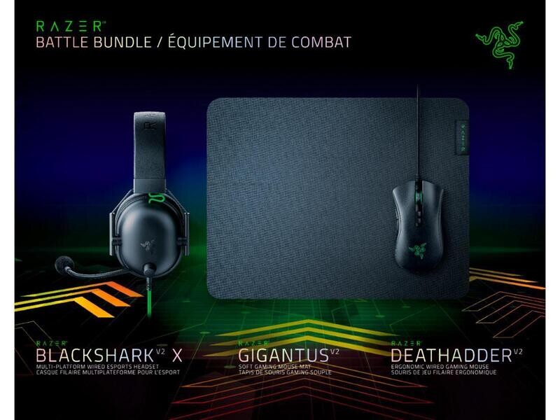 Razer - Battle Bundle - DeathAdder V2 -BlackShark V2 X- Gigantus V2 M - Black RZ85-03240100-B3U1 Mouse MousepadHeadset Combo
