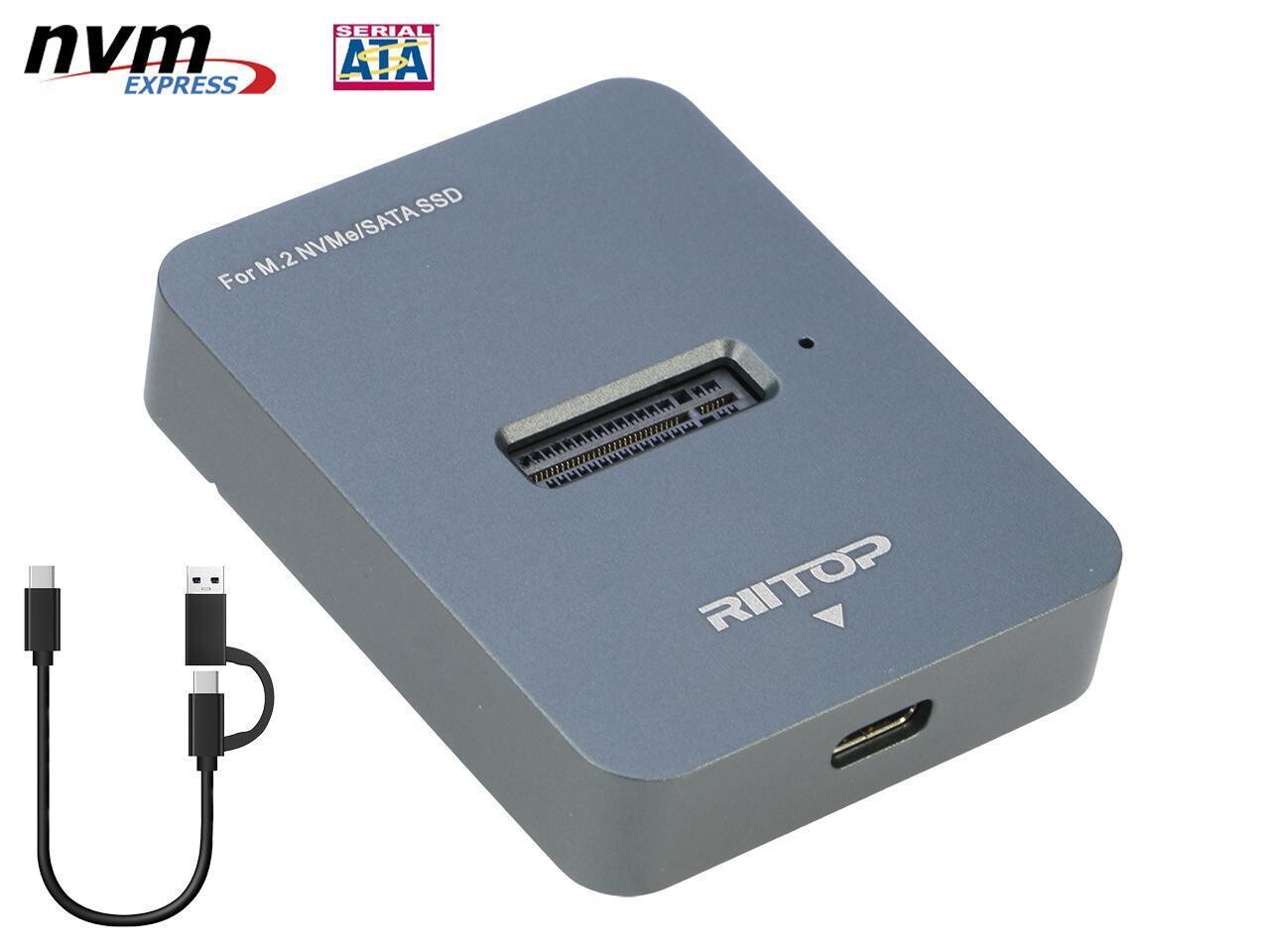 M.2 NVMe to USB C Docking Station, RIITOP External M.2 SSD to USB-C Reader Adapter