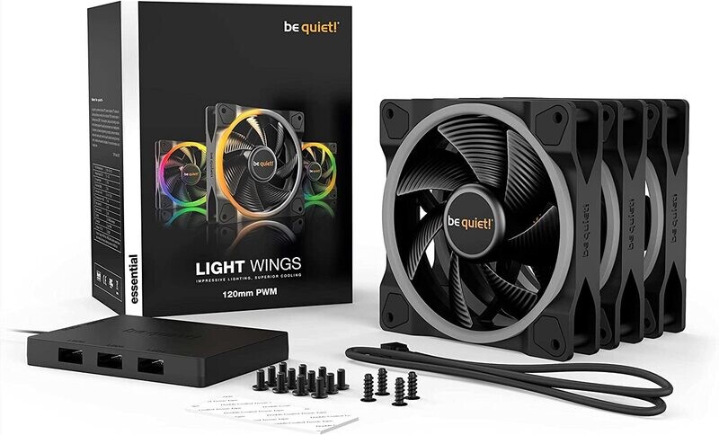 Light Wings 3x 120mm Premium ARGB Cooling Fan, 4-Pin- bequiet!