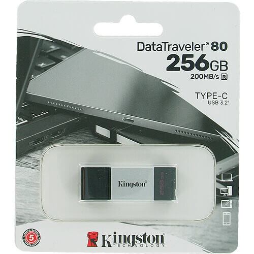 Kingston 256GB DataTraveler 80 DT80/256GB USB 3.2 Type-C Flash Drive